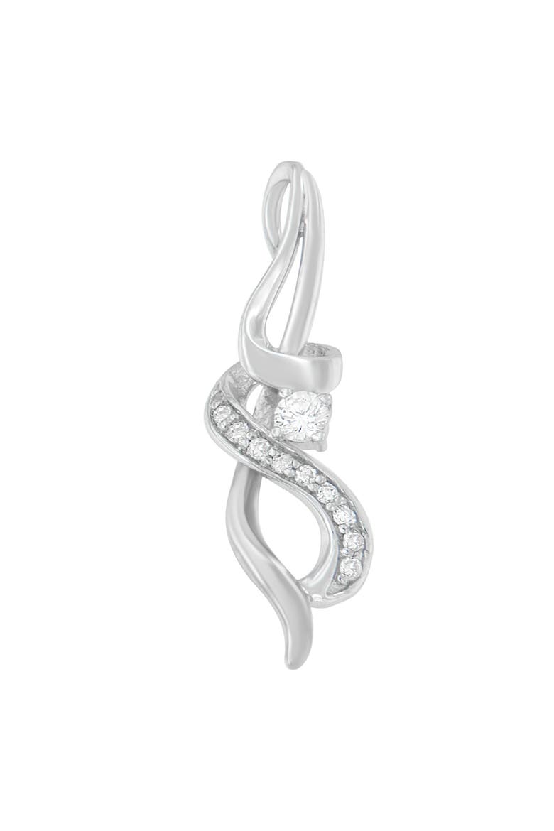 Espira 10K White Gold 1/5 cttw Round Cut Diamond Swirl Pendant Necklace, Alternate, color, White