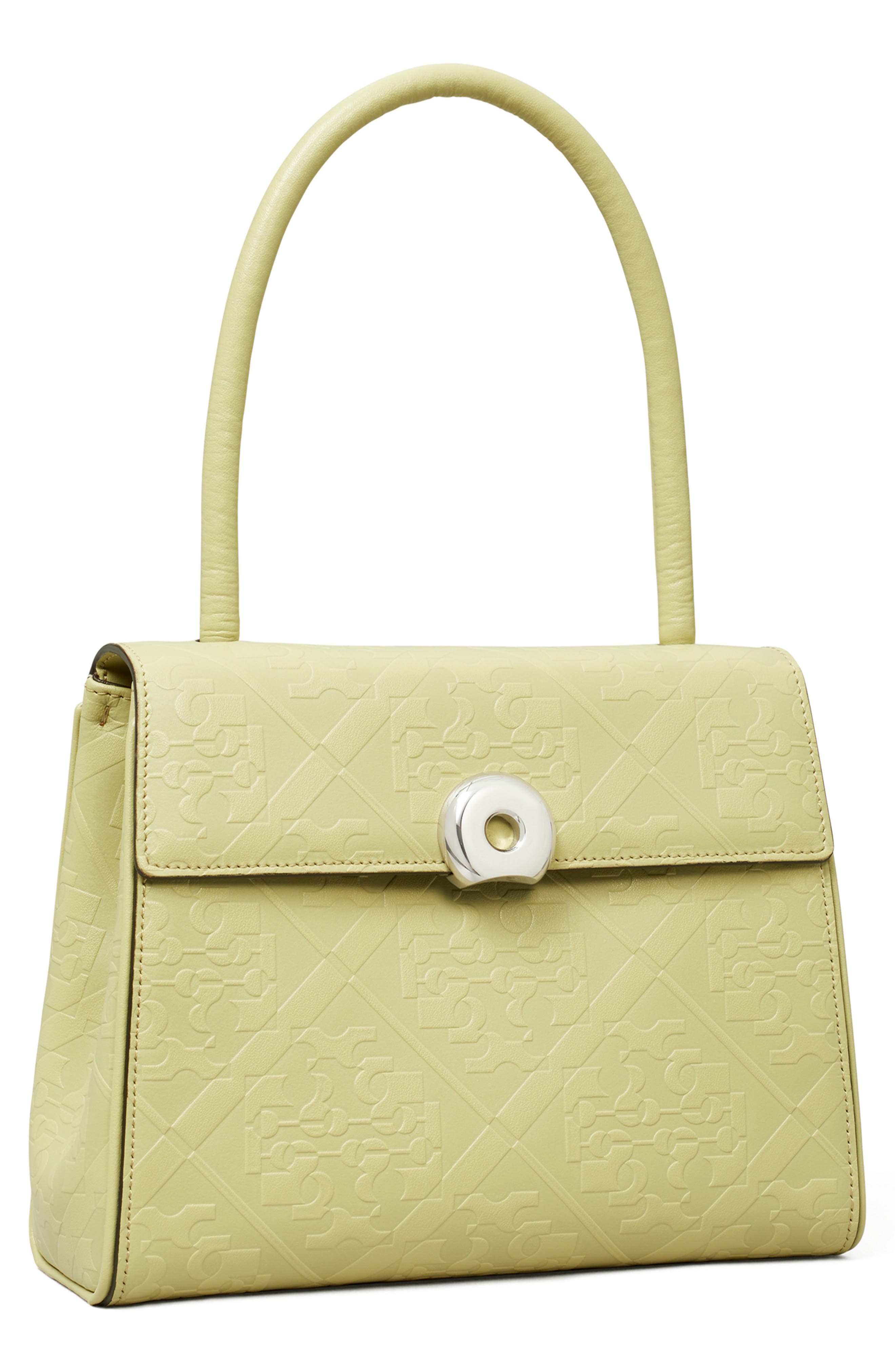 Tory Burch Small Deville Embossed Leather Top Handle Bag, Alternate, color, 