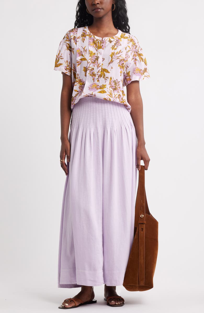 Treasure & Bond Floral Pleated Boxy Top, Alternate, color, Purple- Olive Ferrah Bloom