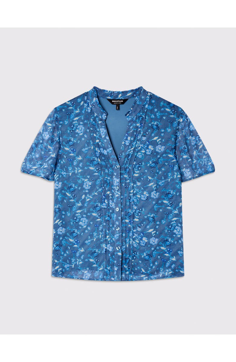 Whistles Ditsy Floral V Neck-Blouse, Alternate, color, Teal/Multi