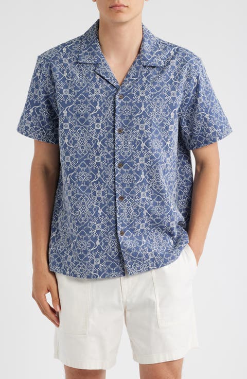 Embroidered Linen & Cotton Camp Shirt