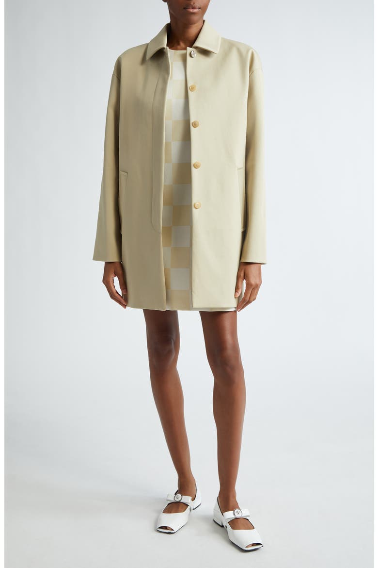 Check Duchesse Satin Shift Minidress, Alternate, color, LIGHT SAND