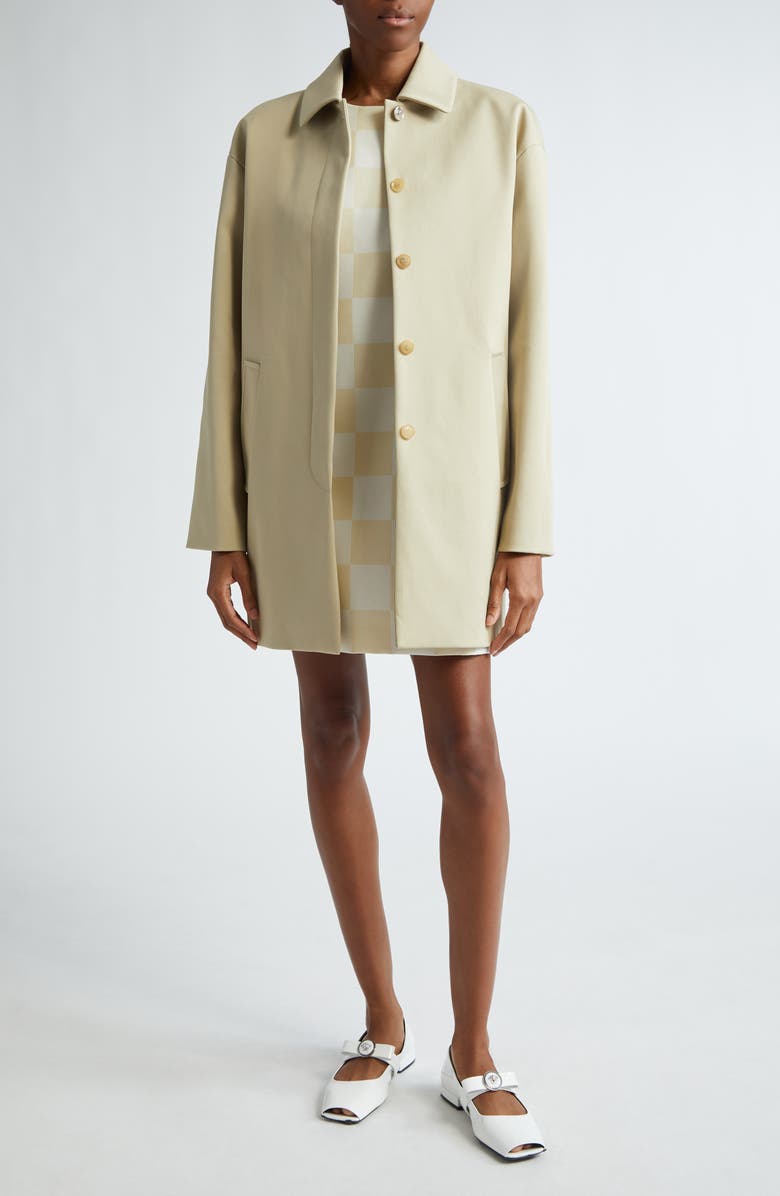 Versace Check Duchesse Satin Shift Minidress, Alternate, color,