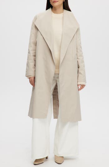 Noize Rose Tie Waist Trench Coat In Light Sand