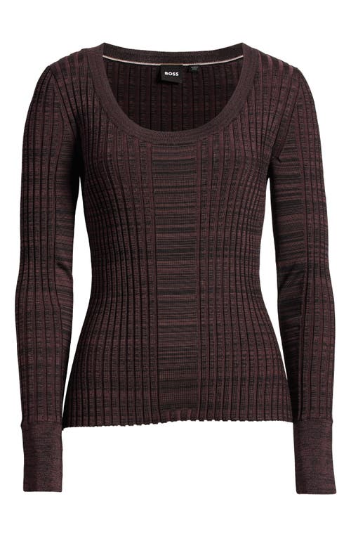 Hugo Boss Boss Firama Scoop Neck Rib Sweater In Burgundy