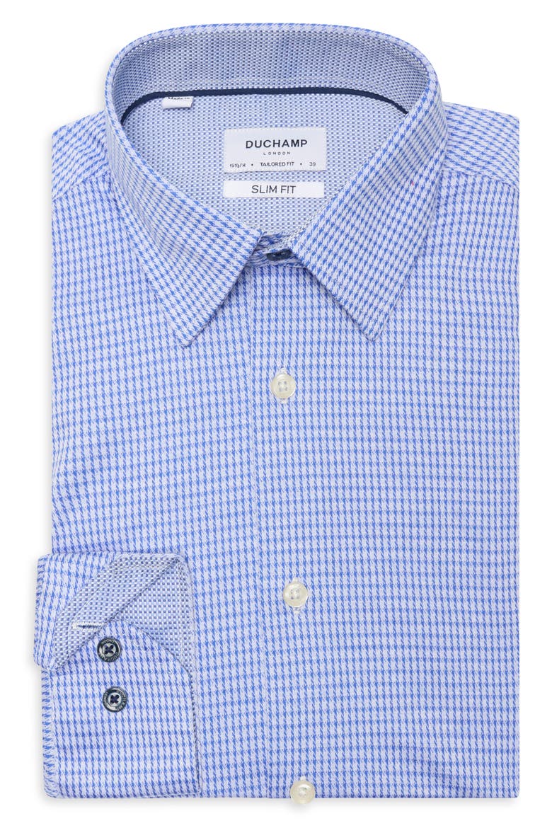 Slim Fit Houndstooth Dress Shirt, Alternate, color, NAVY
