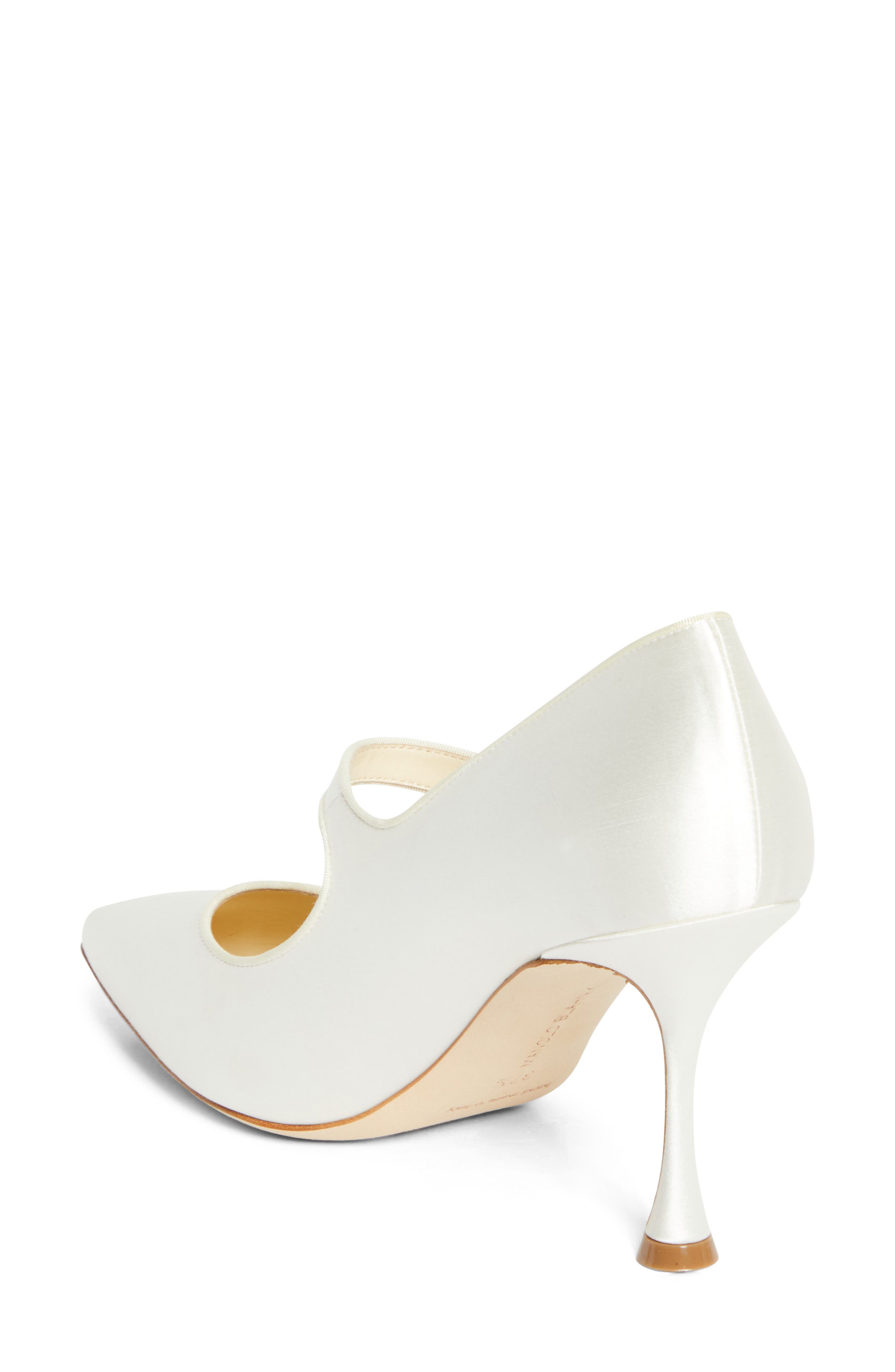 Manolo Blahnik Camparinew Bridal Pointed Toe Mary Jane Pump, Alternate, color, Light Cream