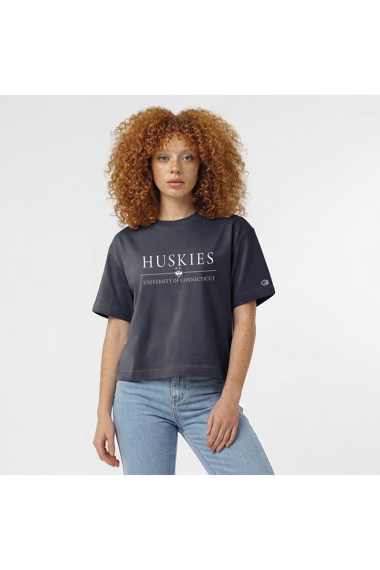 Women's Champion  Navy UConn Huskies Waist Length Wordmark T-Shirt, Main, color, Navy