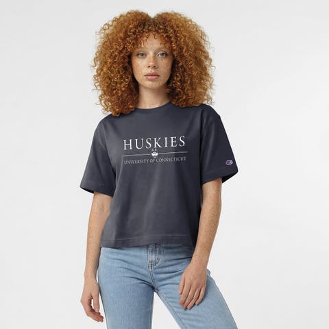 Women's Champion  Navy UConn Huskies Waist Length Wordmark T-Shirt