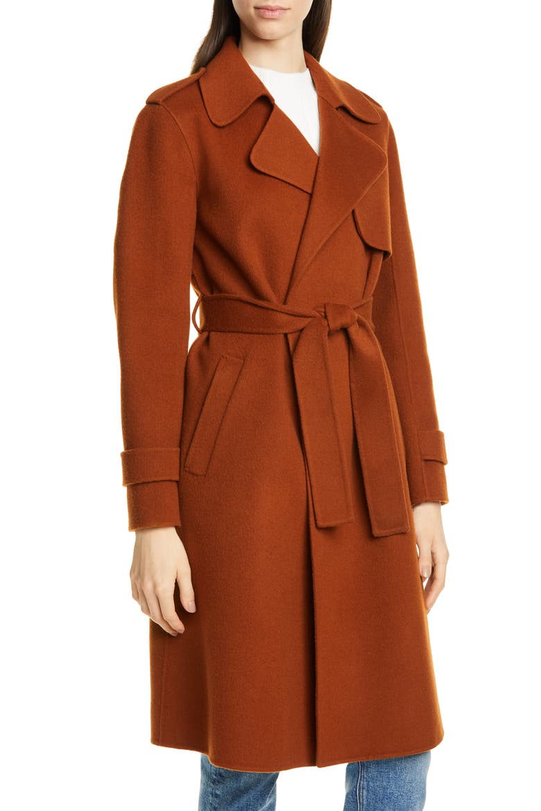 Oaklane Wool & Cashmere Wrap Coat, Alternate, color, COGNAC