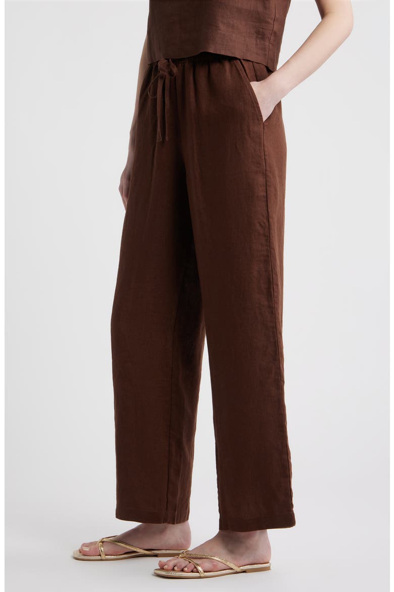 Emmie Linen Drawstring Pants, Alternate, color, ESPRESSO