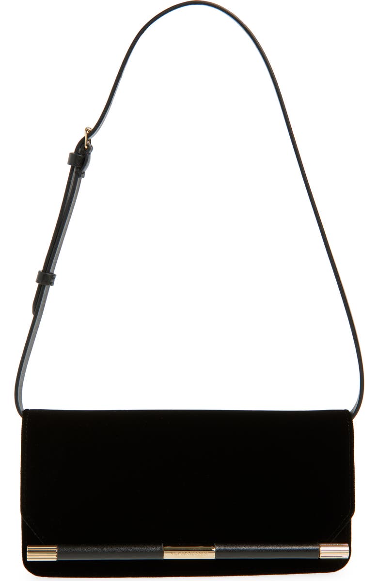 Victoria Beckham 202 Leather Clutch with Strap, Main, color, Black