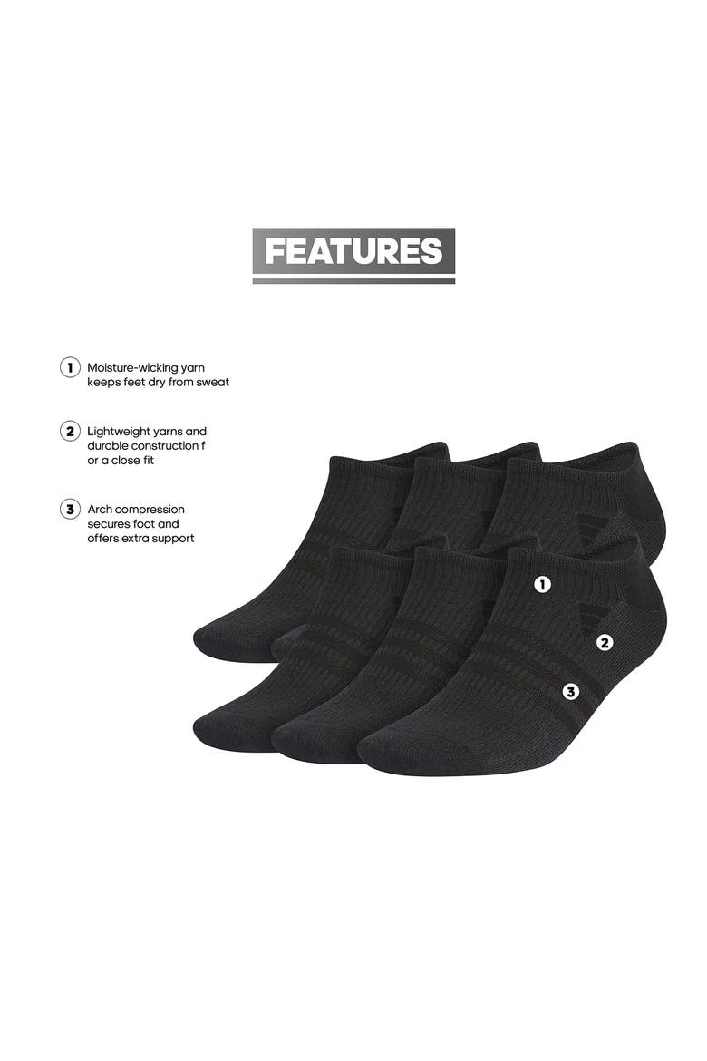 Superlite 3.0 6-Pack No-Show Socks, Alternate, color, BLACK