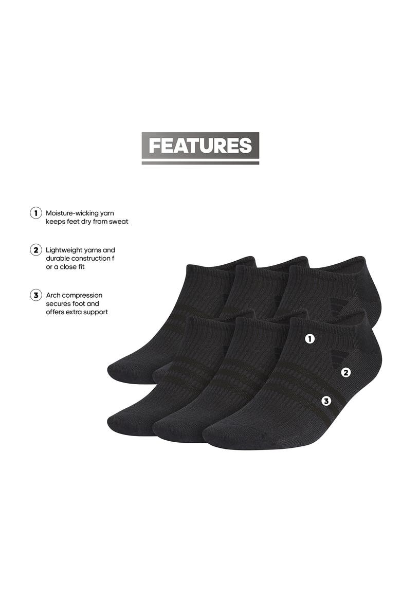 adidas Superlite 3.0 6-Pack No-Show Socks, Alternate, color, Black/ Night Grey