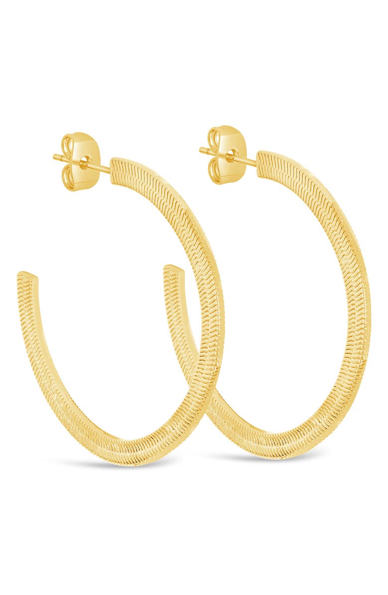 Sterling Forever 14K Gold Plated Herringbone Chain Hoop Earrings, Main, color, Gold