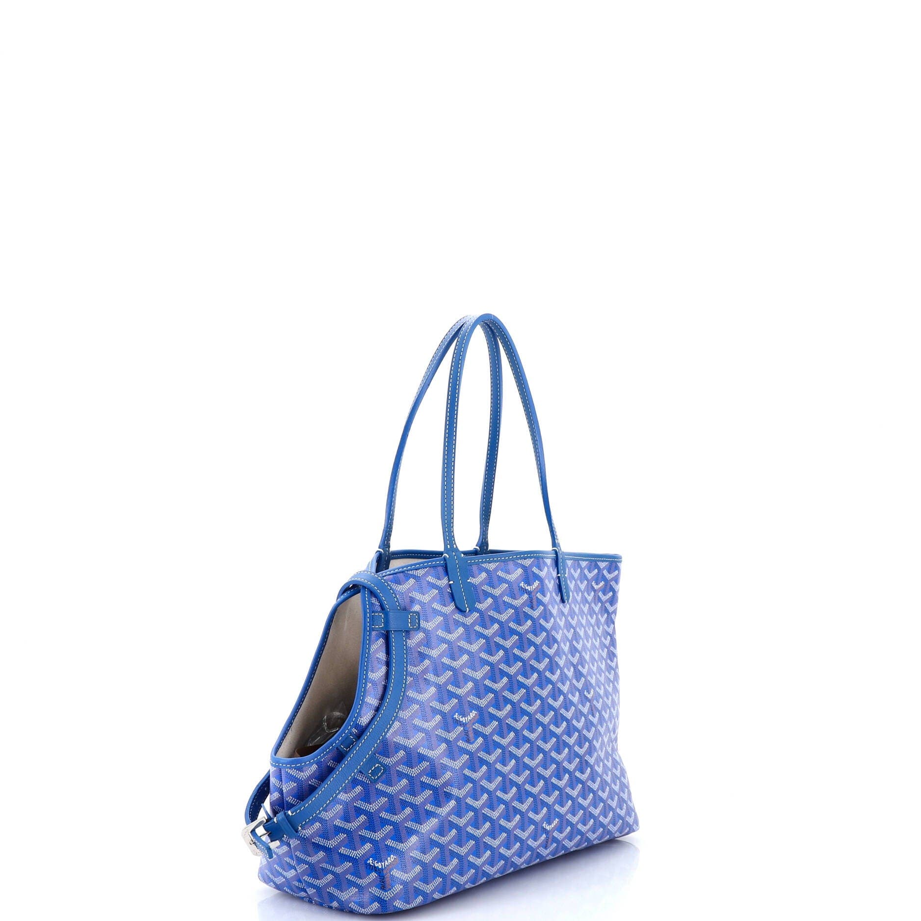 Pre-Owned Goyard Chien Gris Pet Carrier Tote Coated Canvas, Alternate, color, Blue