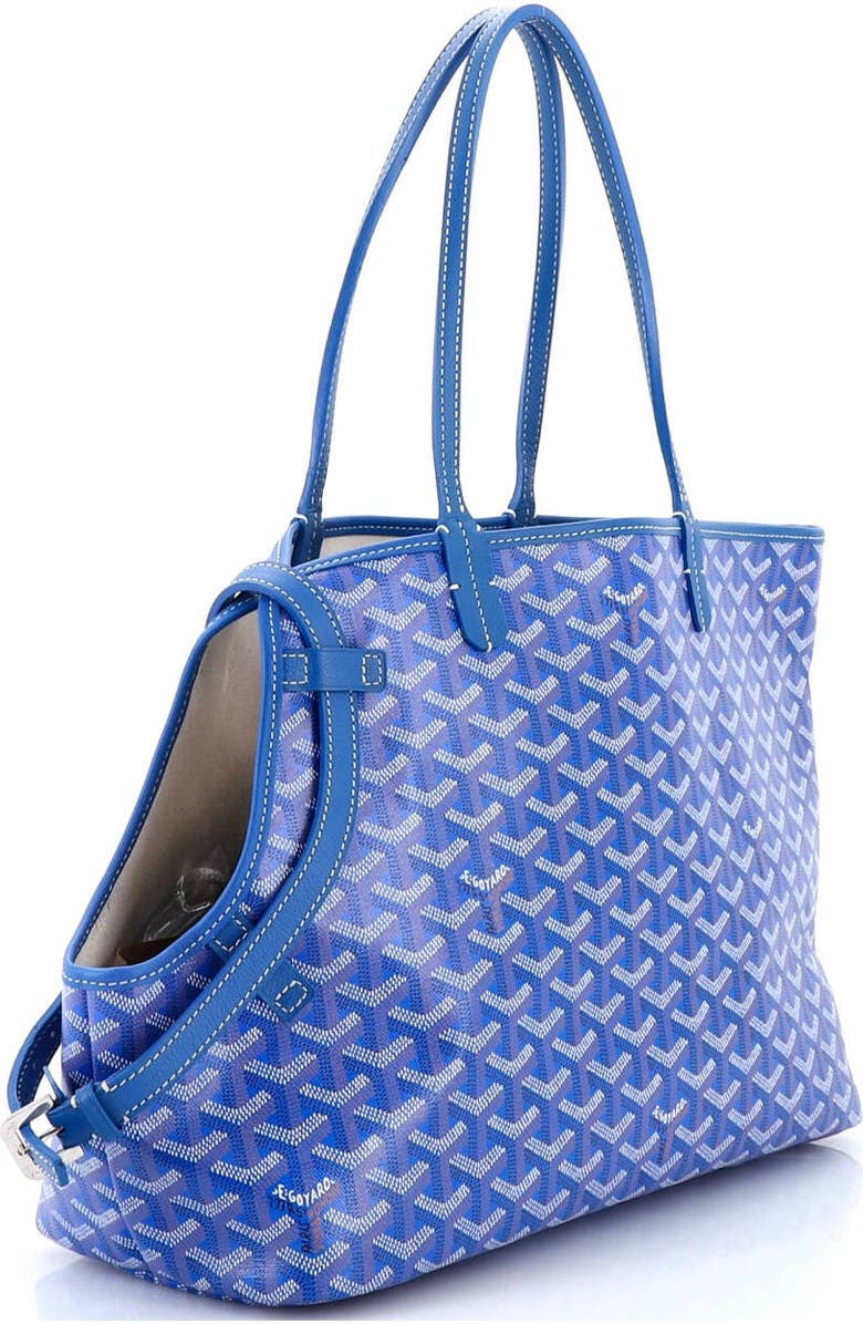 Pre-Owned Goyard Chien Gris Pet Carrier Tote Coated Canvas, Alternate, color, Blue