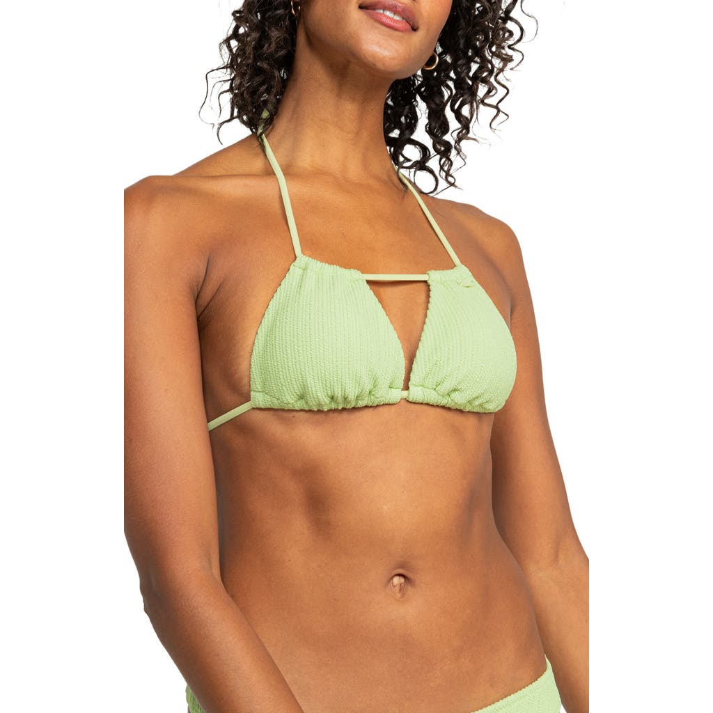 Shop Roxy Aruba Tiki Triangle Bikini Top In Margarita Green