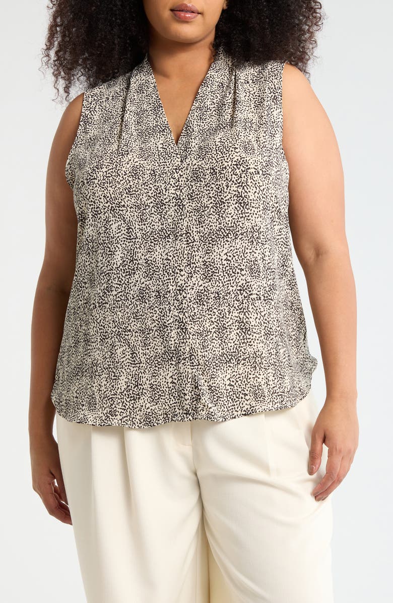 NORDSTROM RACK V-Neck Shell, Main, color, Beige- Black Dashing Dot