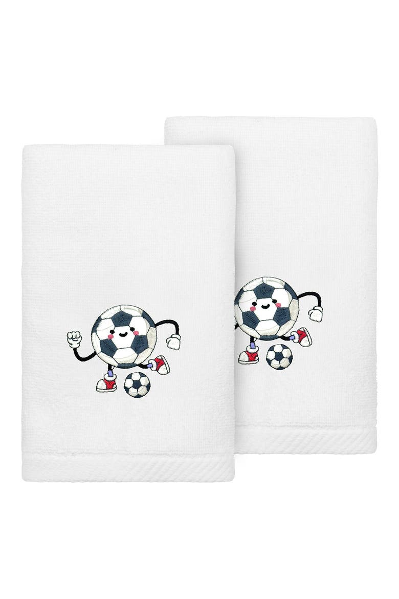 2-Pack Embroidered Hand Towel, Main, color, WHITE SOCCER
