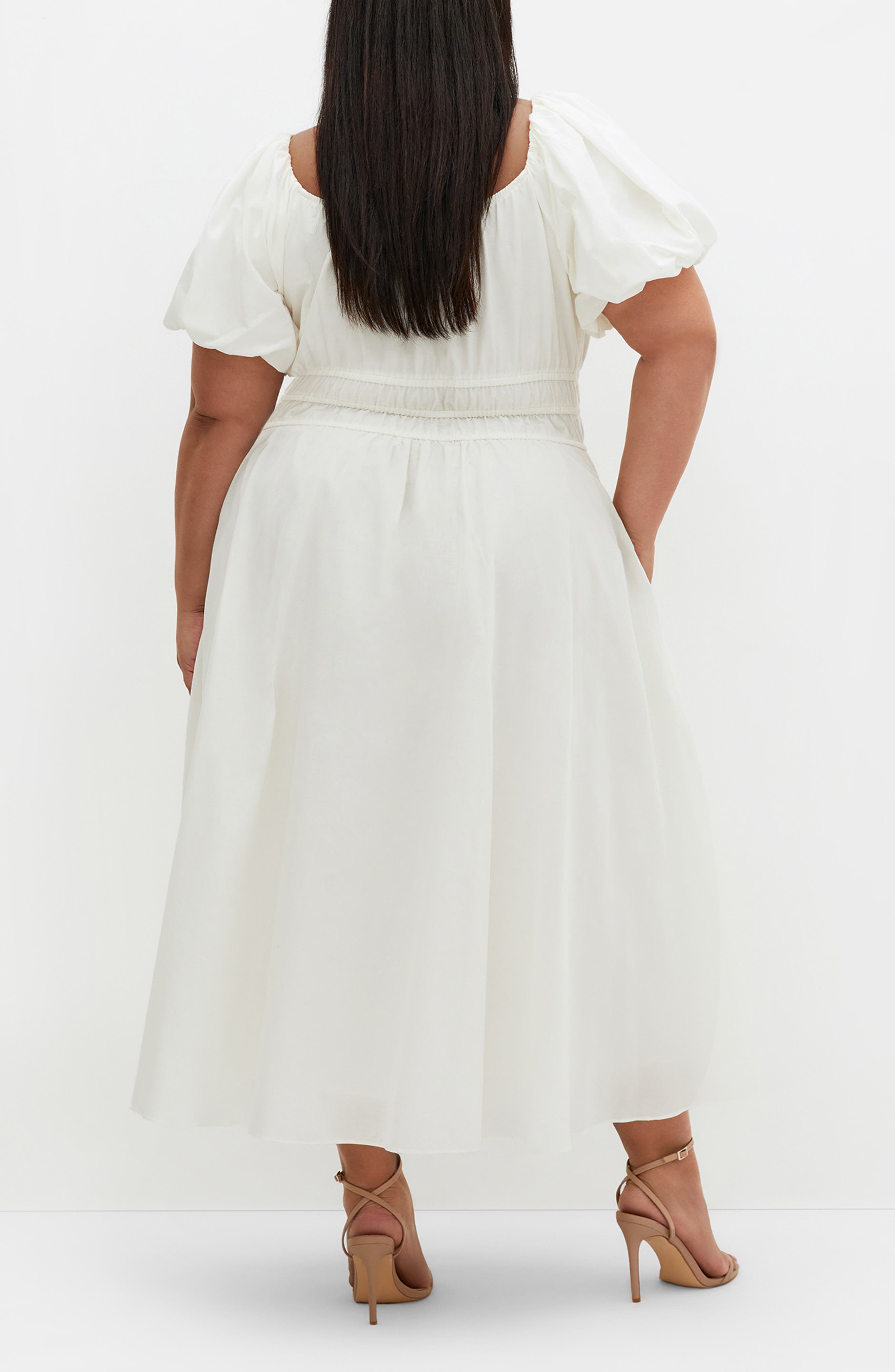 Lillian Puff Sleeve Cotton Midi Dress - image 4