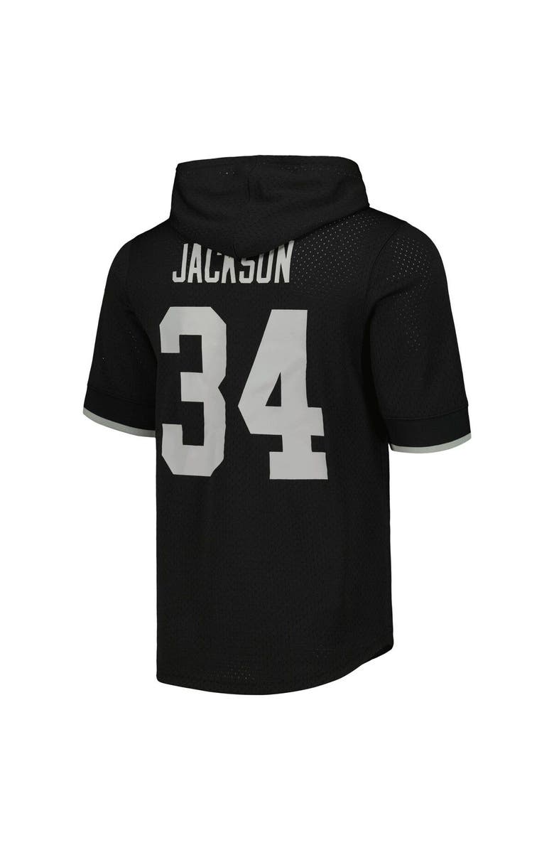 Mitchell & Ness Men's Mitchell & Ness Bo Jackson Black Los Angeles Raiders Gridiron Classics Retired Player Name & Number Mesh Hoodie T-Shirt, Alternate, color, Black