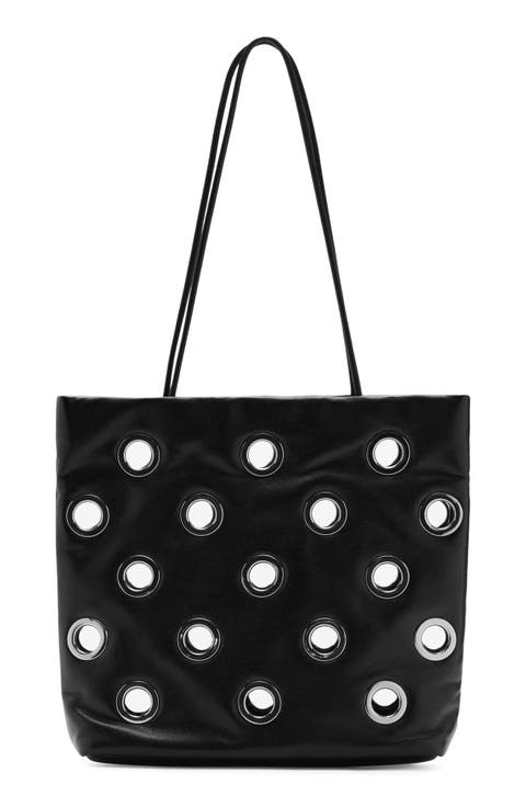 Eyelet Faux Leather Shoulder Bag