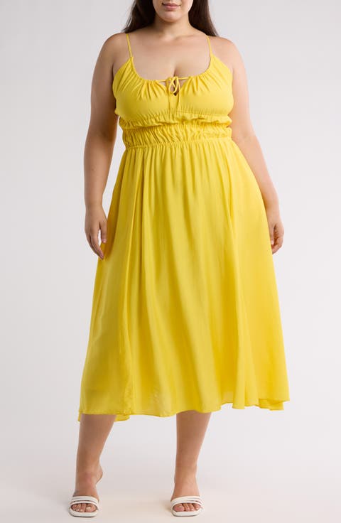 Elena Tie Keyhole Midi Sundress (Plus)