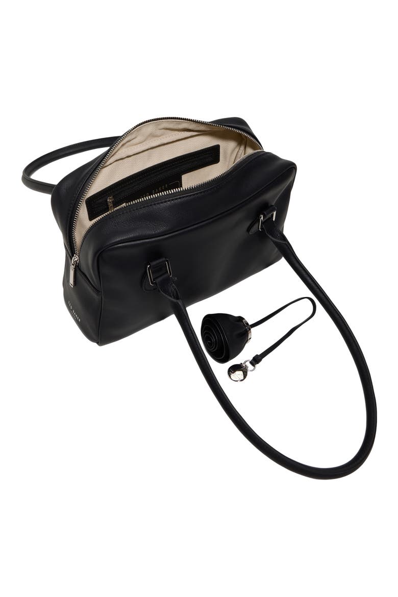 Elanie Leather Top Handle Bag, Alternate, color, BLACK