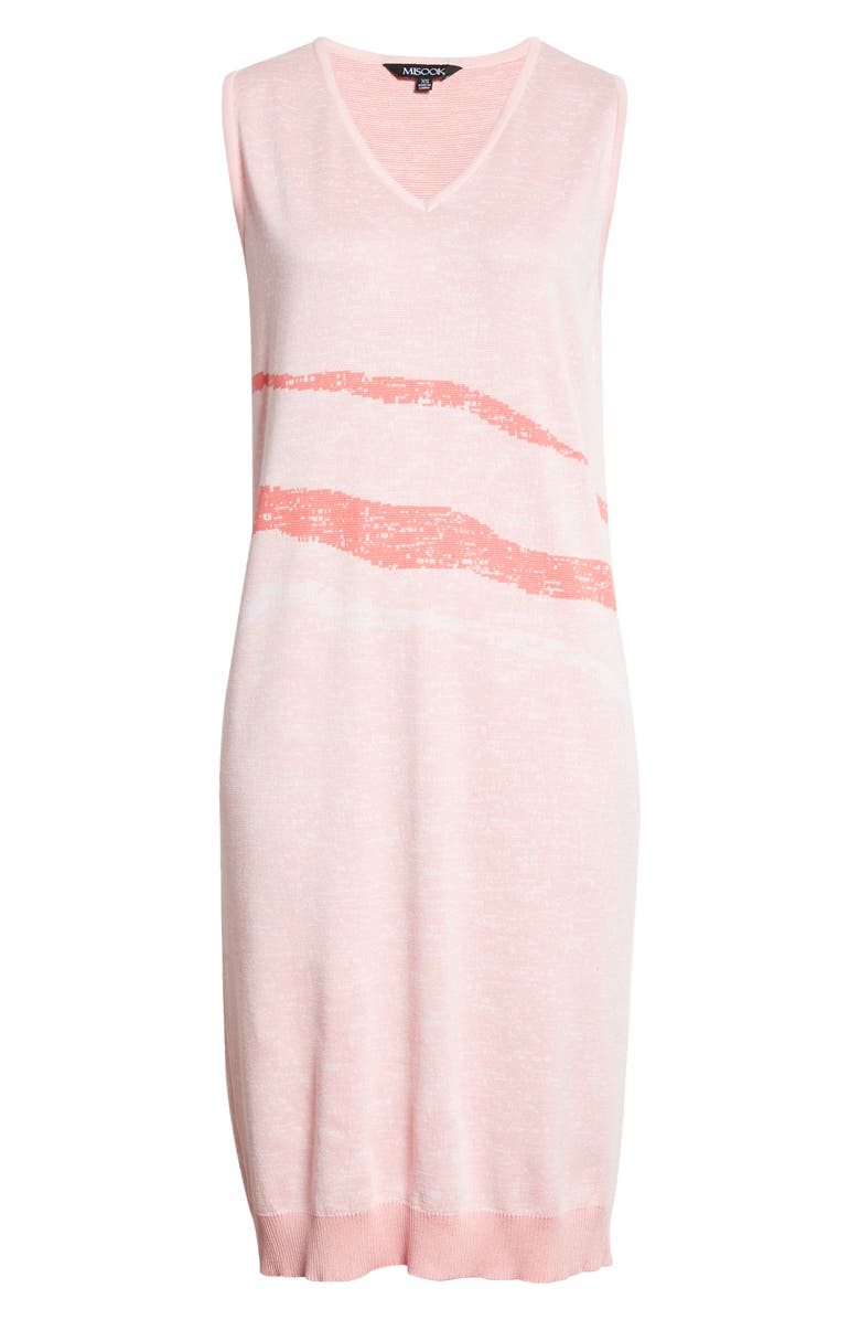 Misook Landscape Knit Dress, Alternate, color, Pink Clay/ Sugar Coral/ White