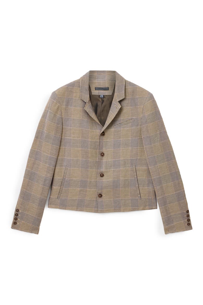 Torino Short Glen Plaid Linen & Viscose Sport Coat, Alternate, color, DARK TAN