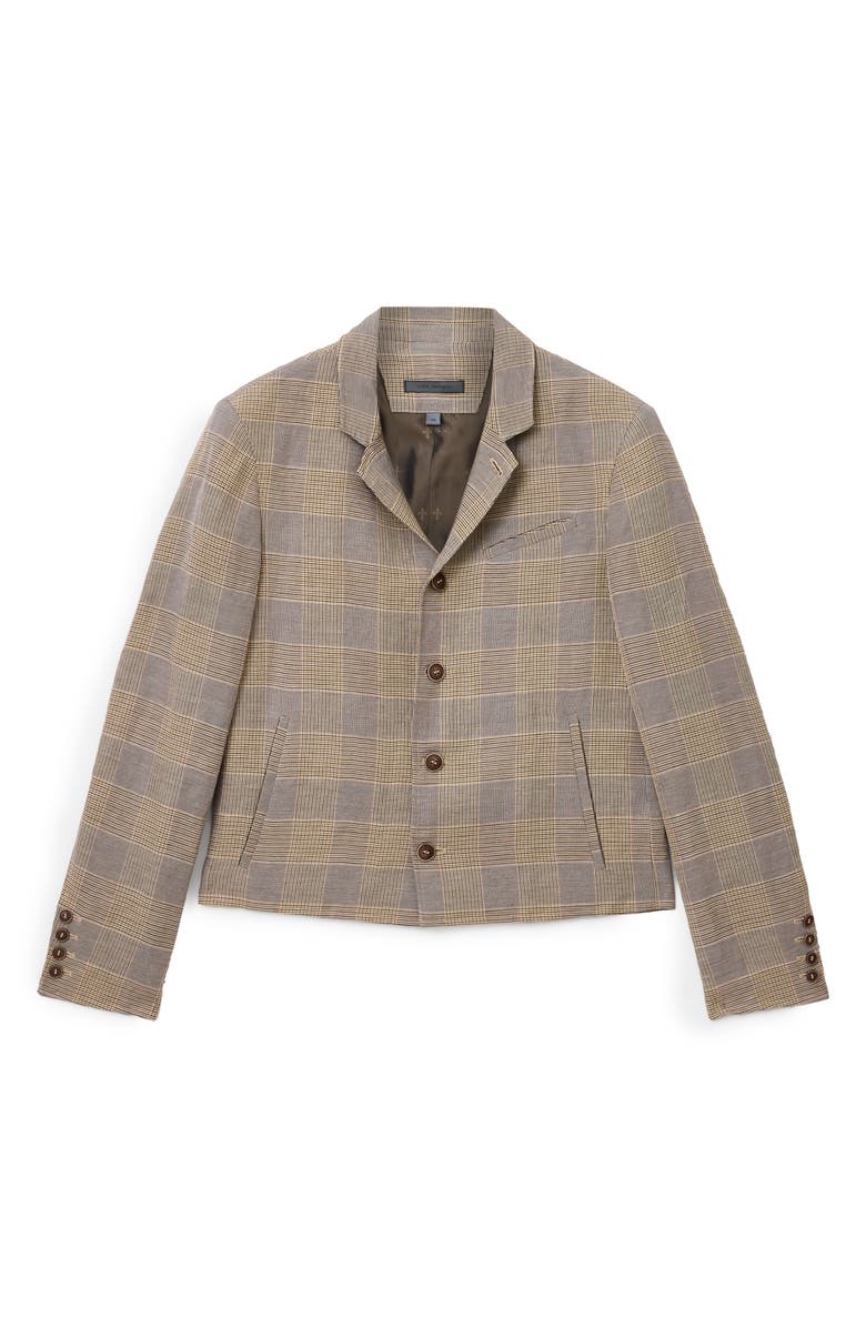 John Varvatos Torino Short Glen Plaid Linen & Viscose Sport Coat, Alternate, color, Dark Tan