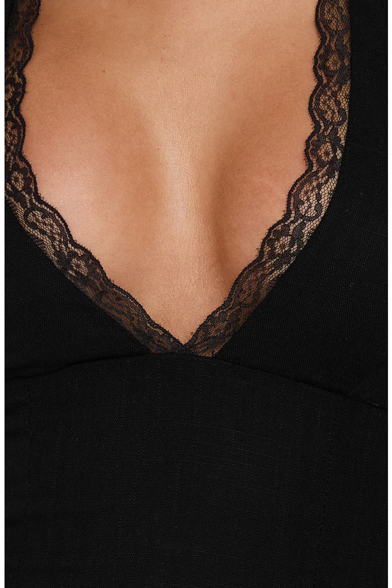 No Pressure Lace Trim Halter Top, Main, color, BLACK