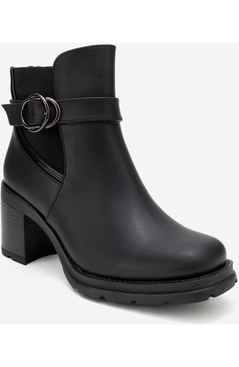 Prologue Shoes Heile Buckle Block Heel Boot, Main, color, Black