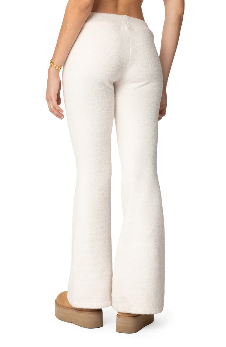 EDIKTED Plush Flare Pants, Alternate, color, Cream