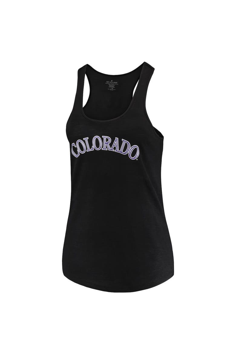 Women's Soft as a Grape Black Colorado Rockies Plus Size Swing for the Fences Racerback Tank Top, Alternate, color, Black