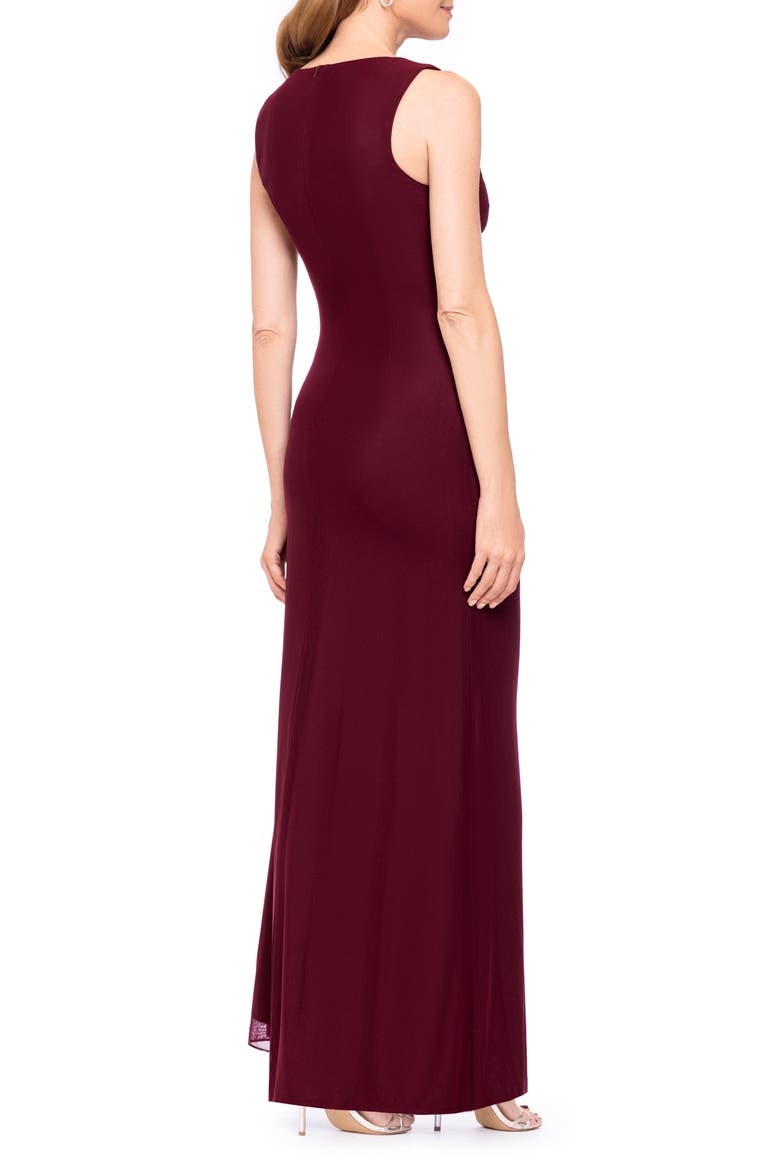 Drape Stretch Mesh Gown, Alternate, color, WINE