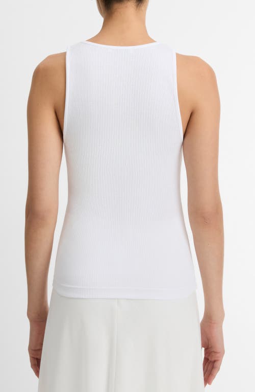 Vince Rib Pima Cotton Henley Tank In Optic White