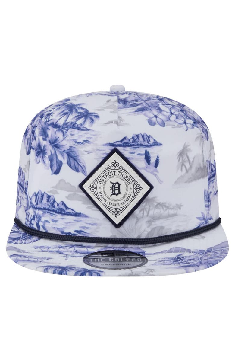 New Era Men's New Era White Detroit Tigers Printed Island Golfer Snapback Hat, Alternate, color, White