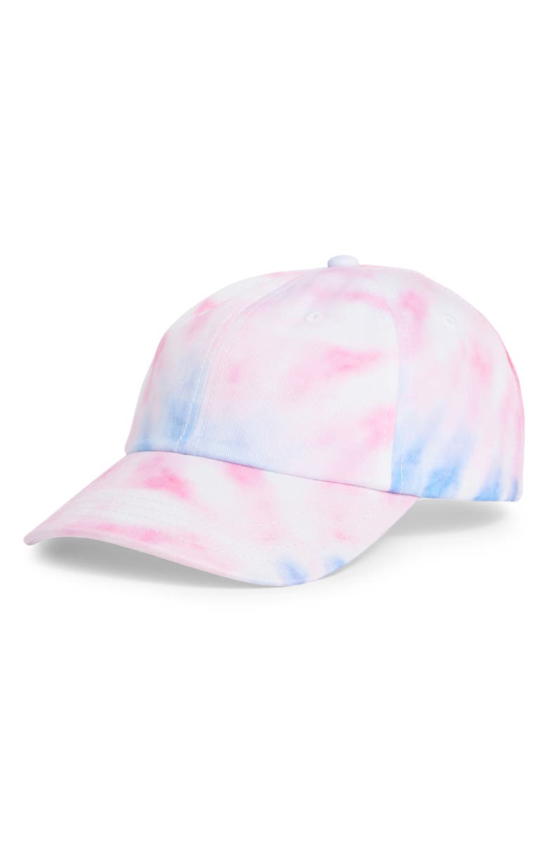 The Accessory Collective Kids' Tie Dye Baseball Cap, Main, color, Pink