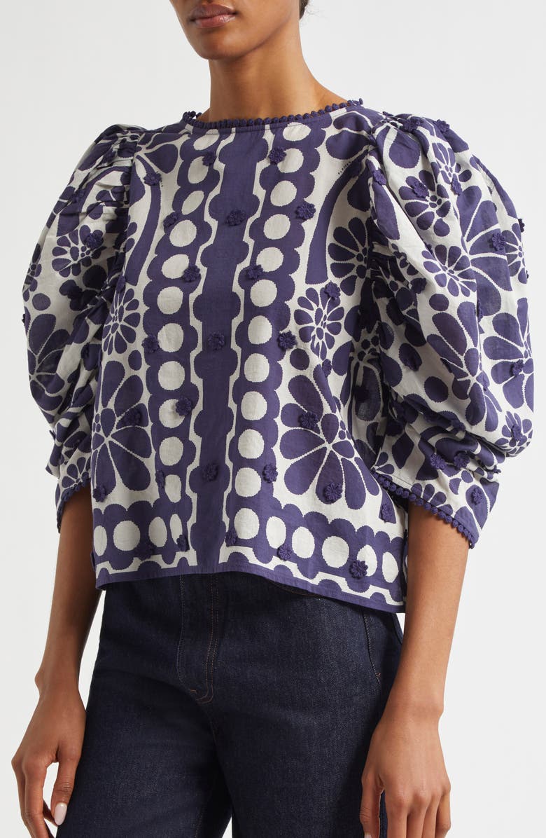 FARM Rio Floral Appliqué Cotton Top, Alternate, color, 