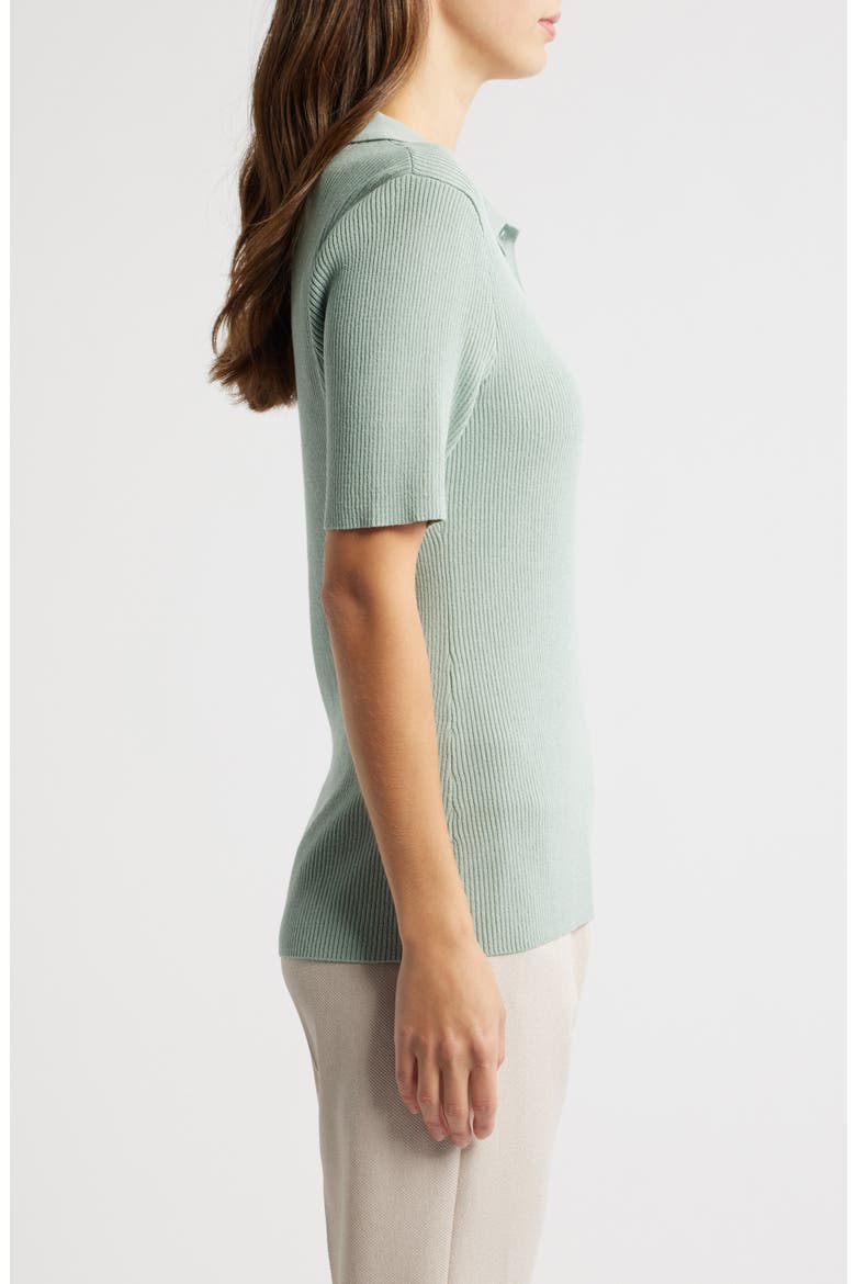 Rib Polo, Alternate, color, DUSTY AQUA
