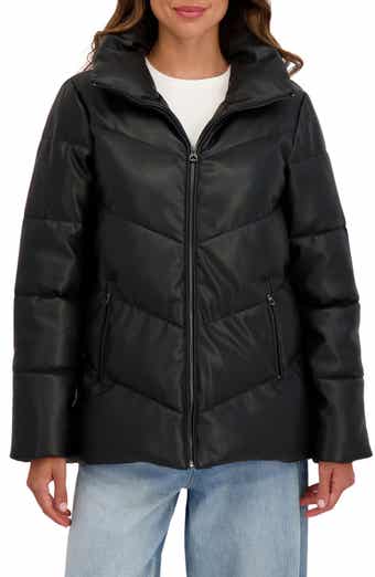 Sebby Faux Leather Puffer Jacket