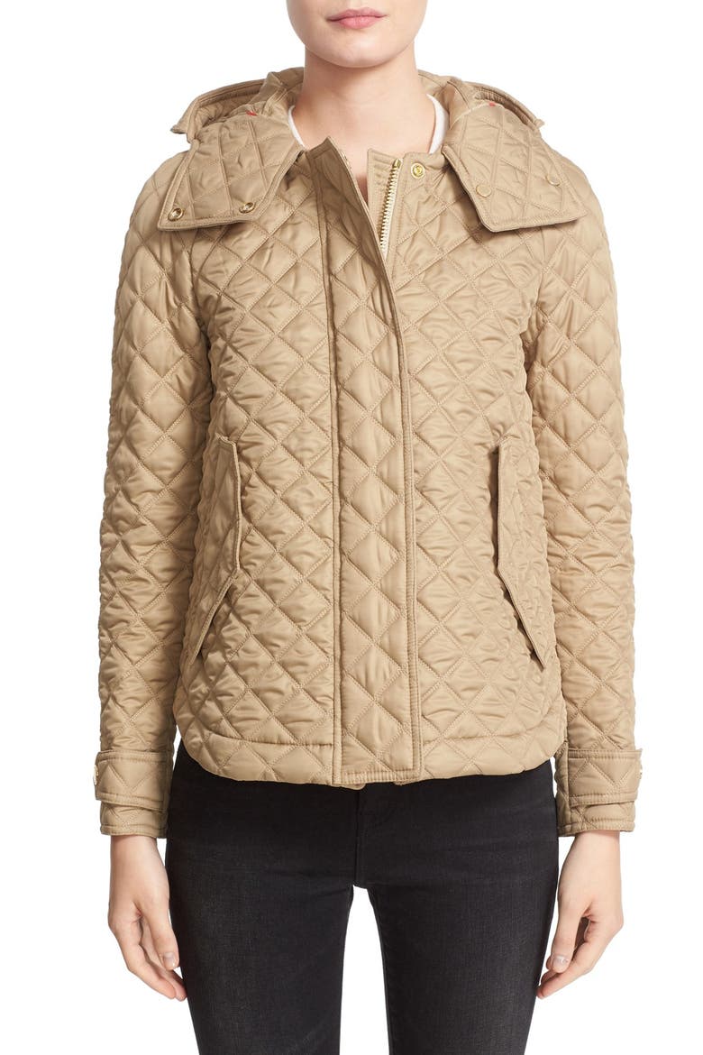 'Leightonbury' Quilted Hooded Jacket, Main, color, CANVAS
