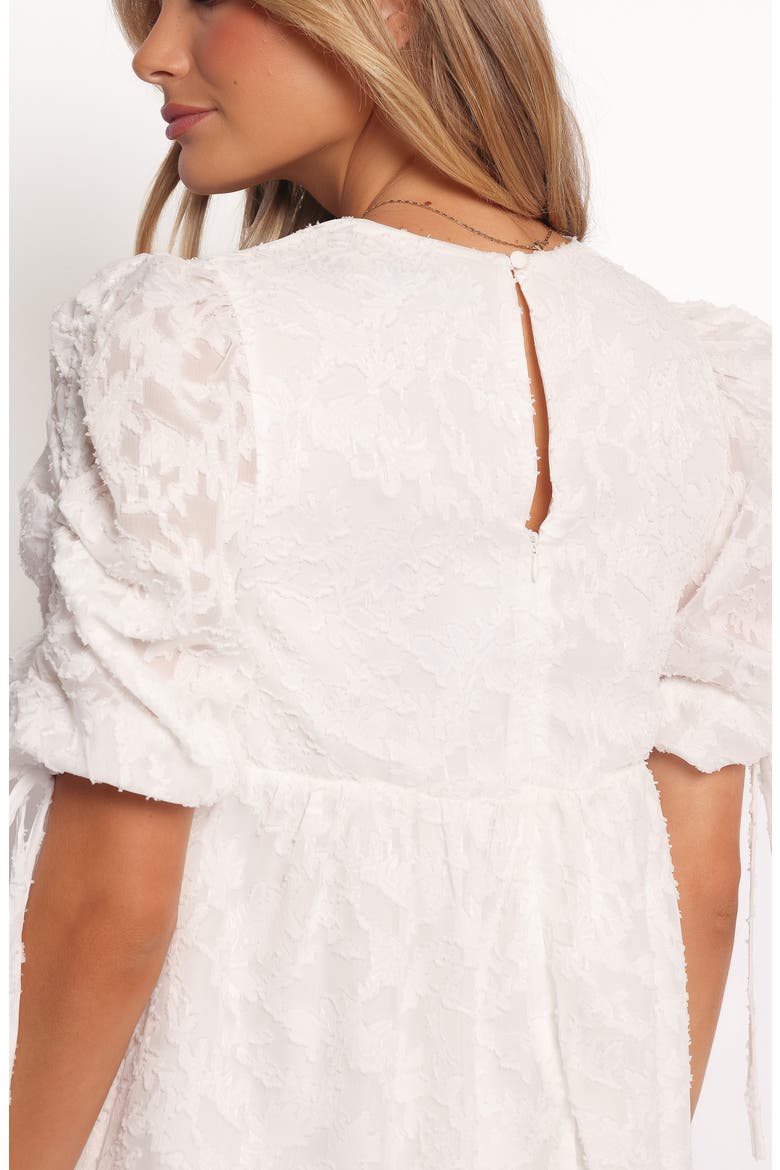 Giselle Floral Stitch Puff Sleeve Minidress, Alternate, color, WHITE FLORAL