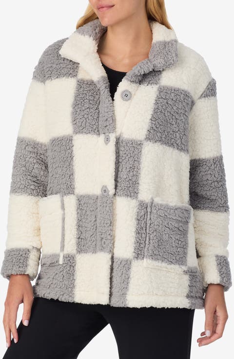 Checkered Faux Shearling Jacket