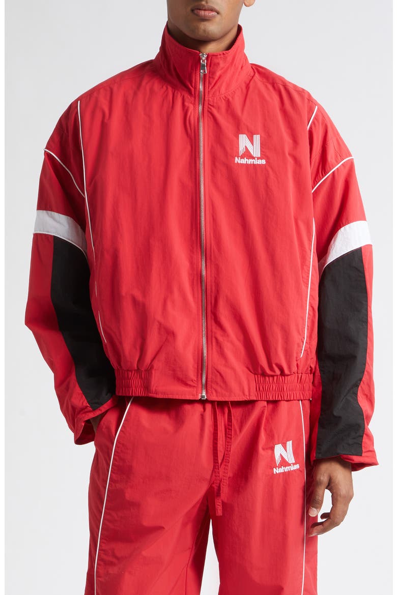 Nylon Warm Up Jacket, Main, color, RED