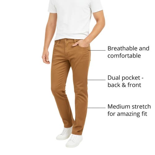 Benben Mens 2 Pack Chinos Slim Fit Stretch Pants In Brown