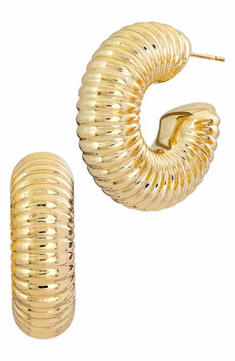 SAVVY CIE JEWELS Puffy Ribbed Hoop Earrings