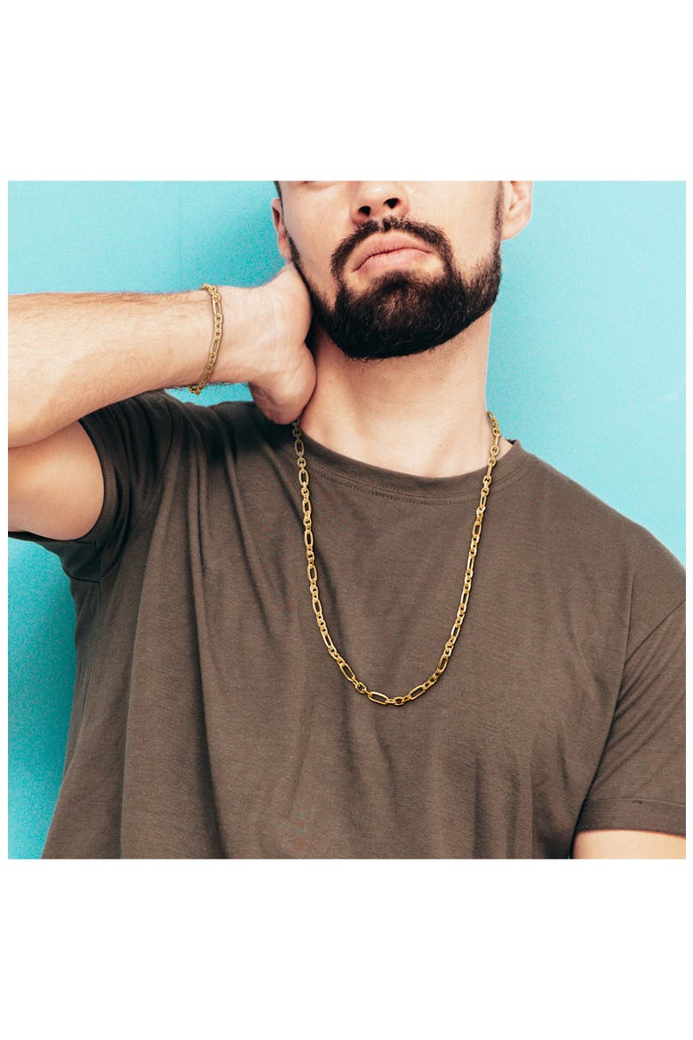 6mm Figaro Chain Necklace & Bracelet Set, Alternate, color, YELLOW GOLD